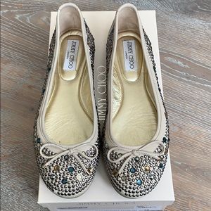 Jimmy Choo Nappa with crystals flat